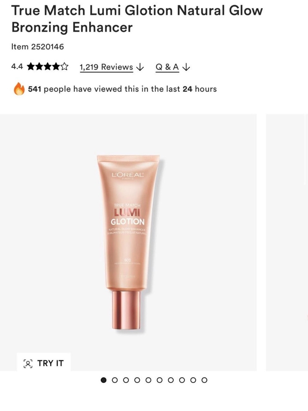 L'Oreal Lumi Glotion Bronzing Enhancer - Rose Gold
